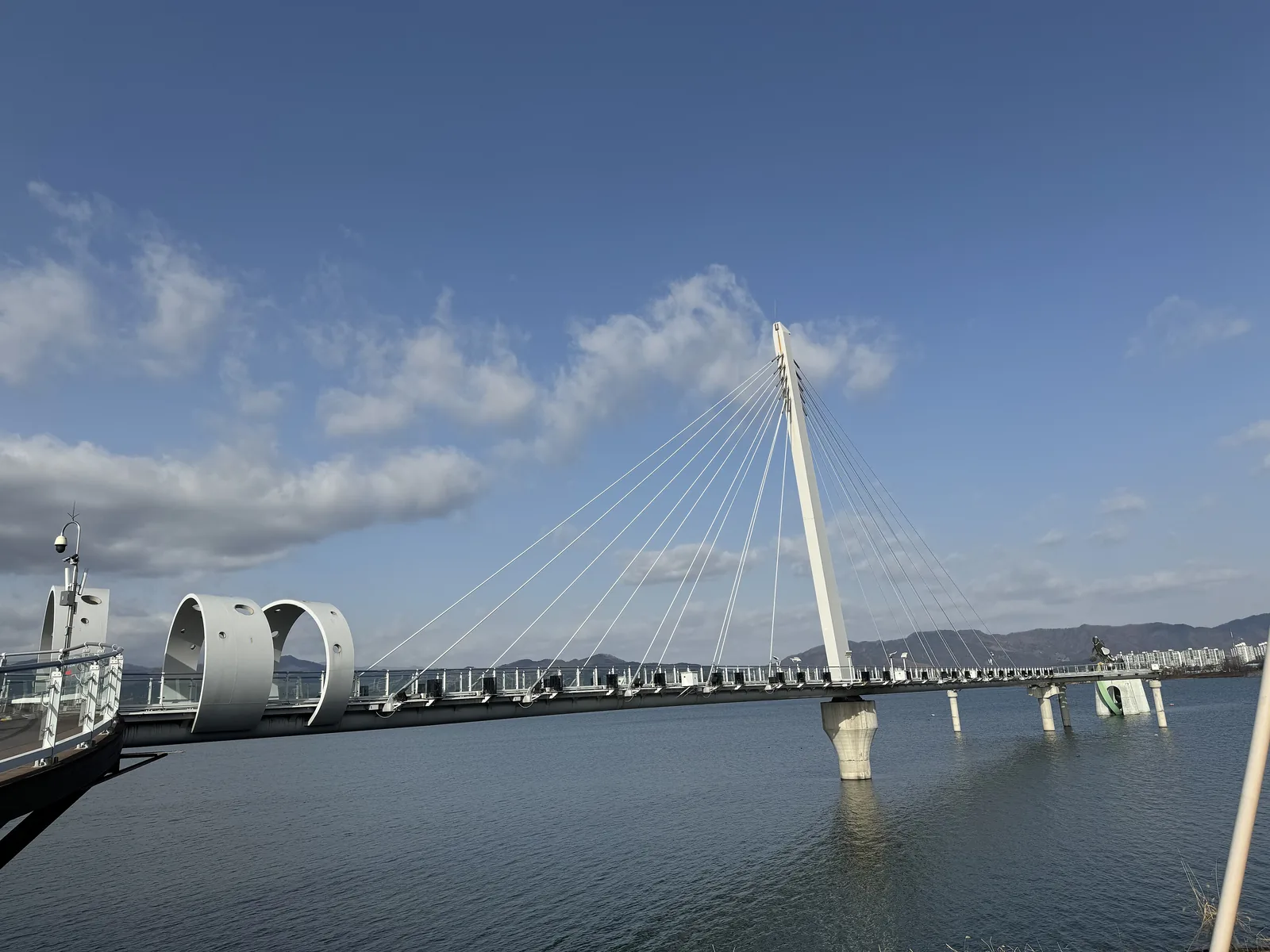 The Soyanggang Skywalk and a cable-stayed bridge over the Soyang River, Chuncheon