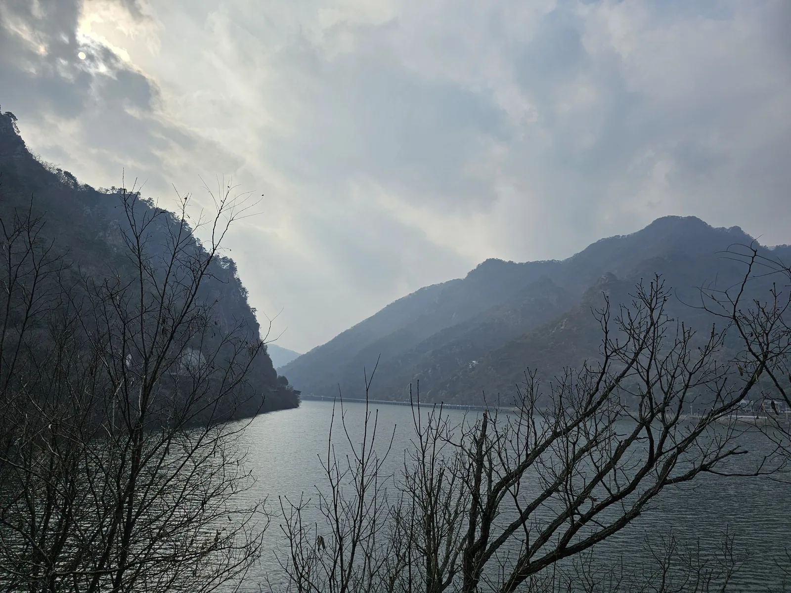 Uiamho Lake and the mountains around it, seen from the lake skywalk, Chuncheon