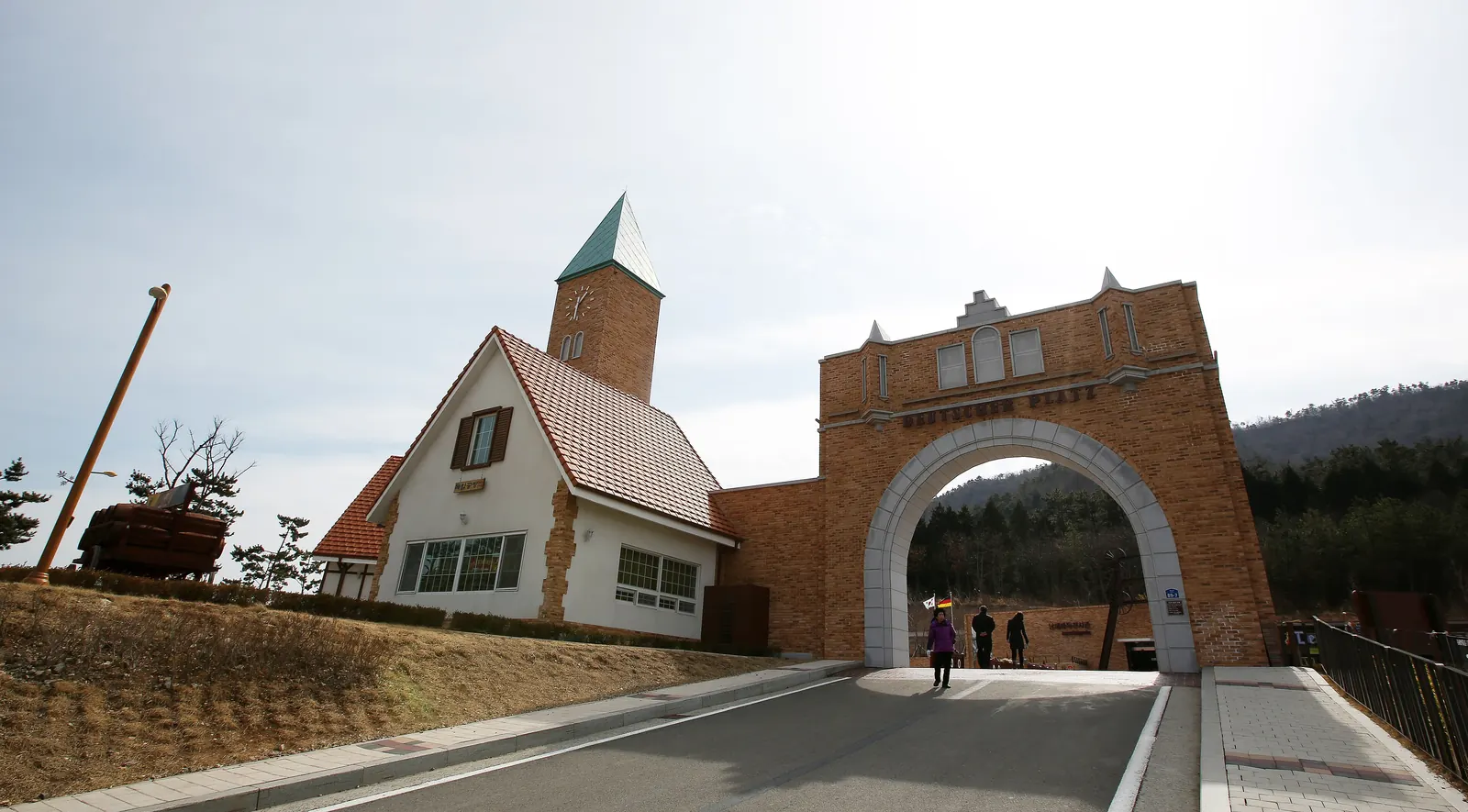 A German-style house and gateway in German Village, Namhae
